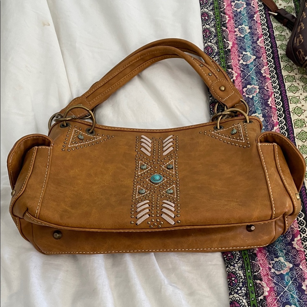 Montana West Tan Embellished Shoulder Bag